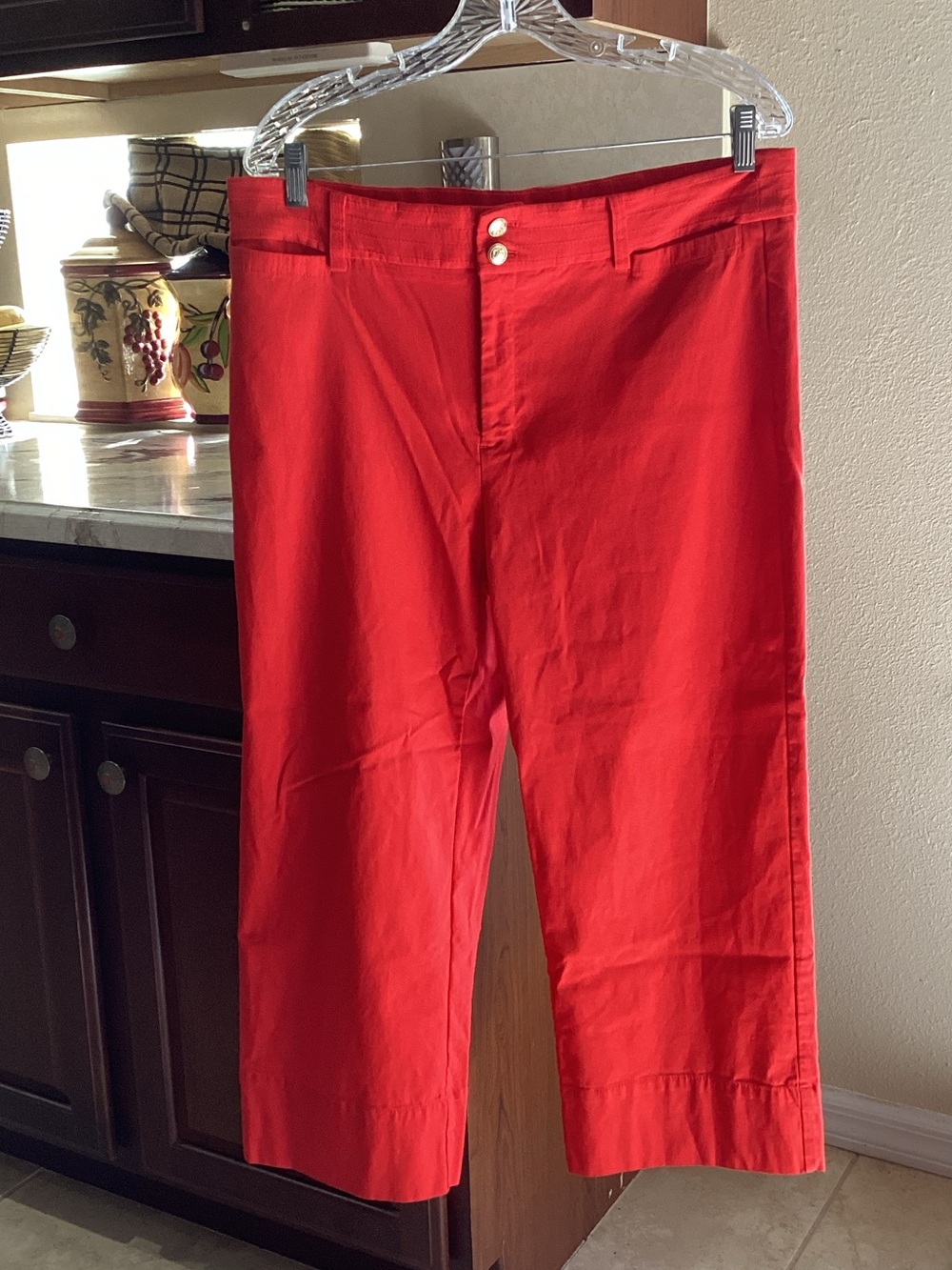 Chico's Bright Red Wide-Leg Cropped Pants 24” Inseam